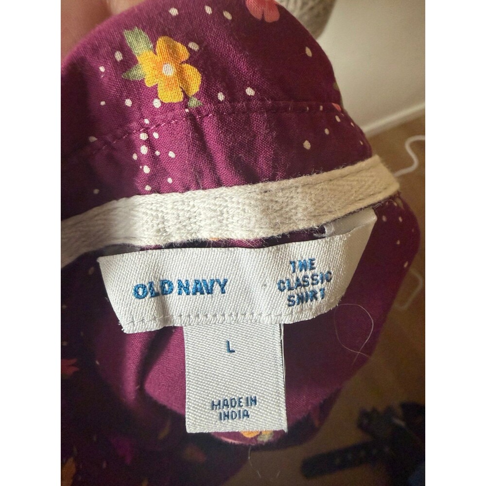 Old Navy The Classic Preppy Cottagecore Y2K Millenium Women’s Shirt Floral Cranb - Picture 2 of 2